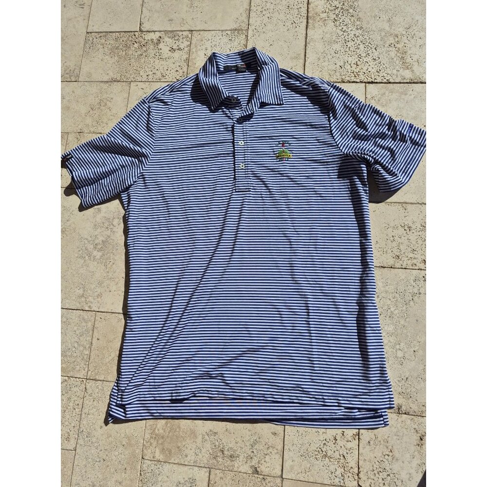 RLX Ralph Lauren U.S. Open 2013 Merion Striped Polo Shirt XL Blue/White